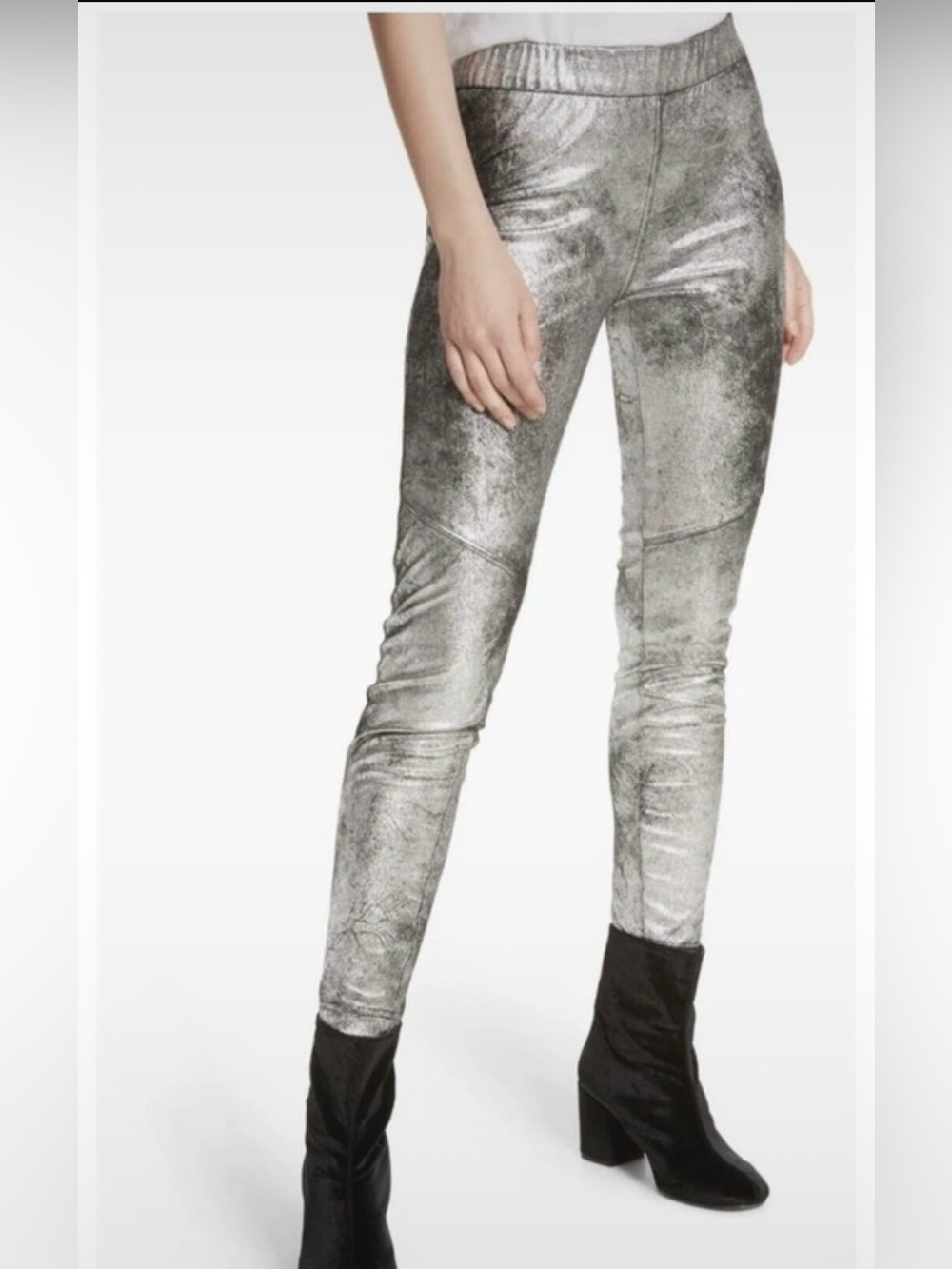 Free People Shark Metallic Silver/Black Leggings Size 30